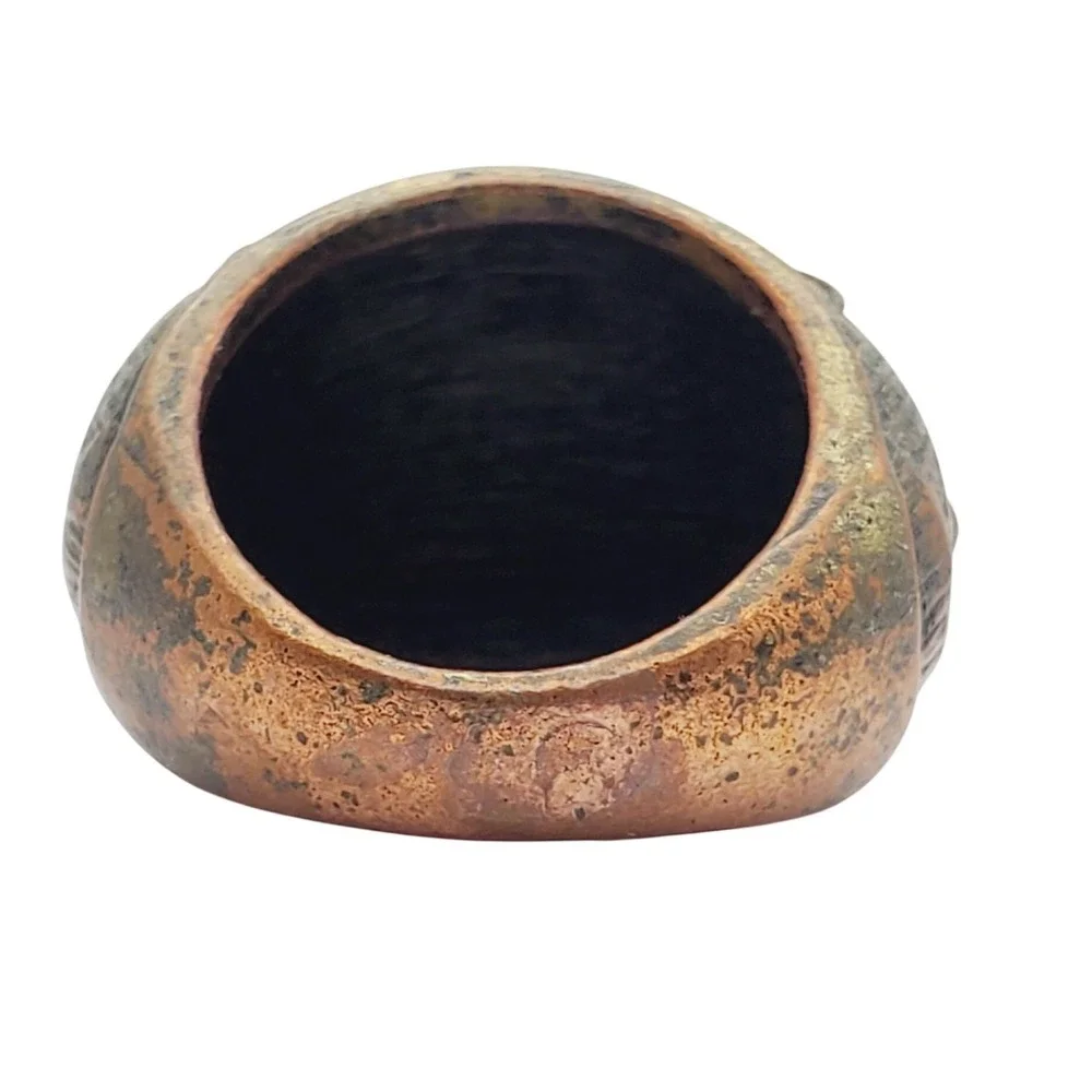 Chunky Dome Starburst‎ Crystal Ring Antique Brass Copper Vintage Style Size 5.5